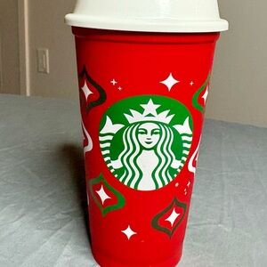 Starbucks 2023 Red Reusable Cup with Lid 16 Ounces